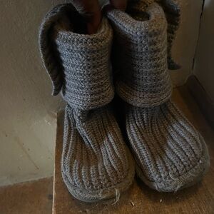 UGG Gray Knit Slipper Boots